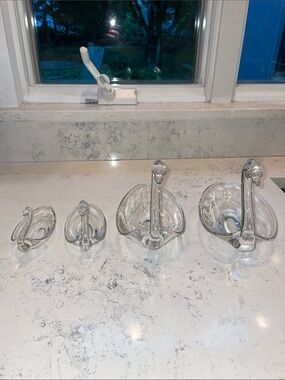 Duncan Miller Swan Family Trinket Candy Dishes Set of 4 Blown Vintage Crystal